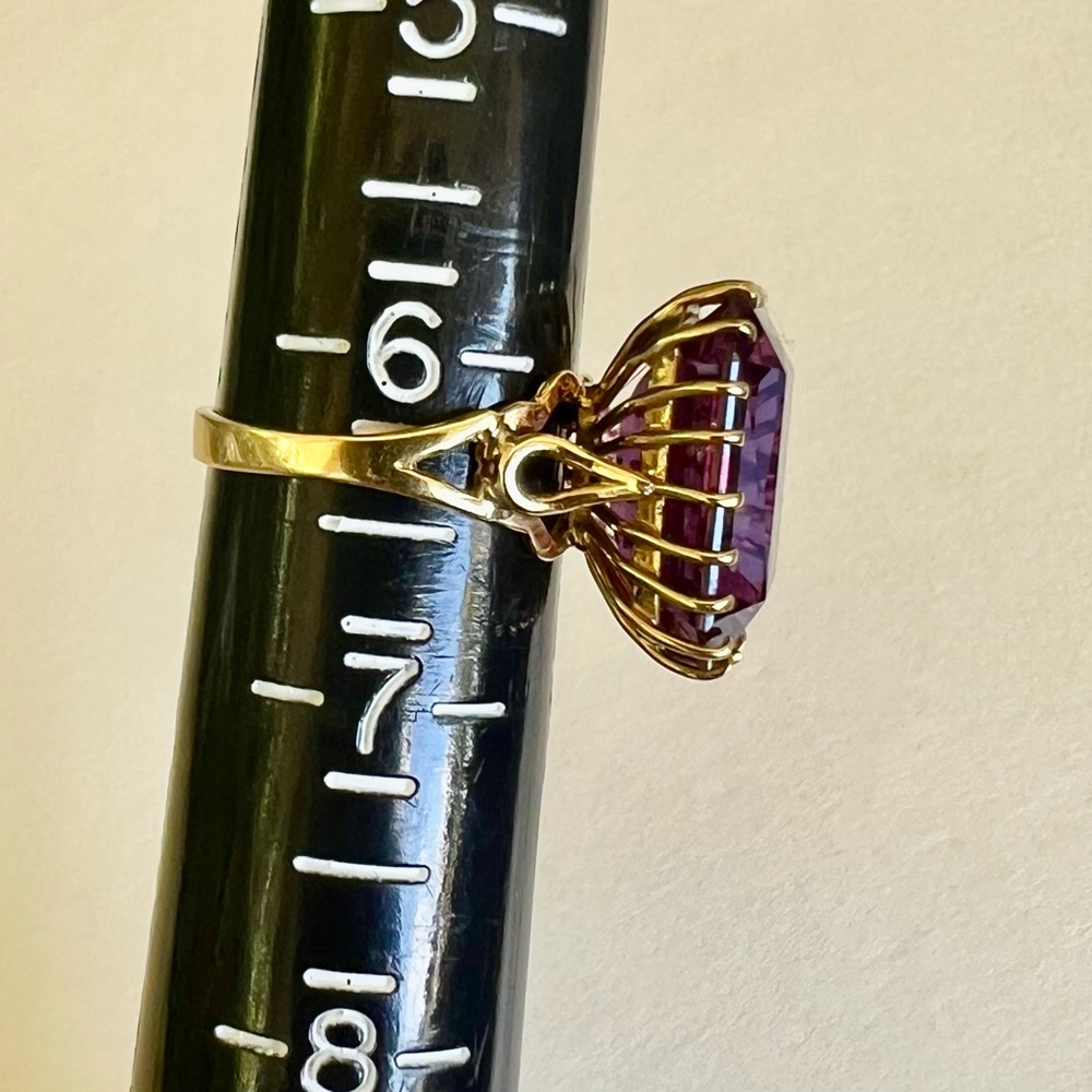 Solid Gold Created Alexandrite Ring - image 8